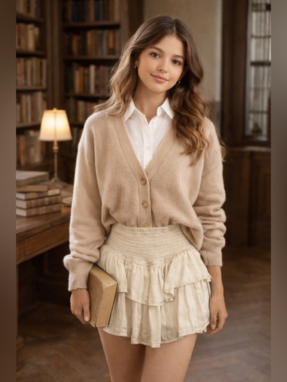 Altar'd State Soft Cream Eggshell White Darla mini skort